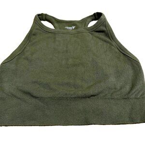Old Navy Women's Small Ribbed Knit High Neck Cropped Sports Bra Green size S